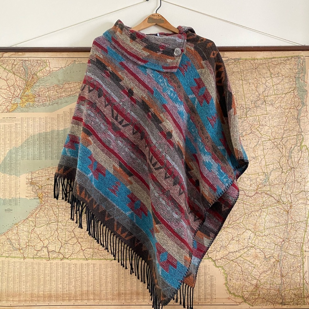 Western wool blend poncho / Rhonda Stark